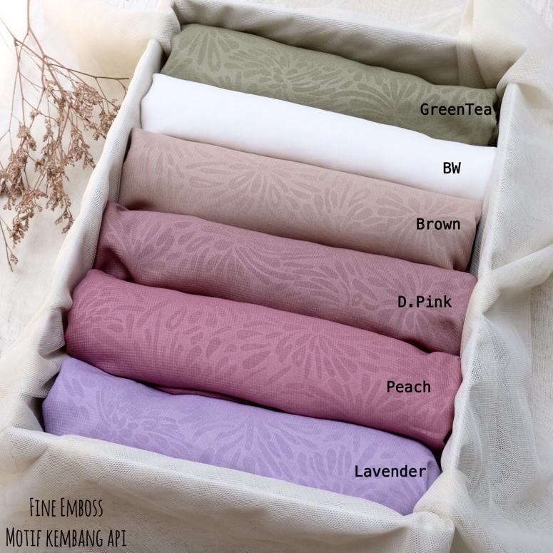 SDN.14My22p– {PINGGIRAN LASER} HIJAB SEGIEMPAT POLLYCOTTON CHIFFON FINE EMBOSS EMBOSSED KEMBANG API