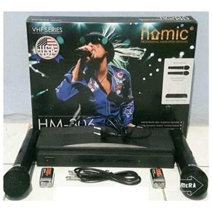 Microphone Double Wireless HOMIC HM 306 Mic  Mikrofon Original