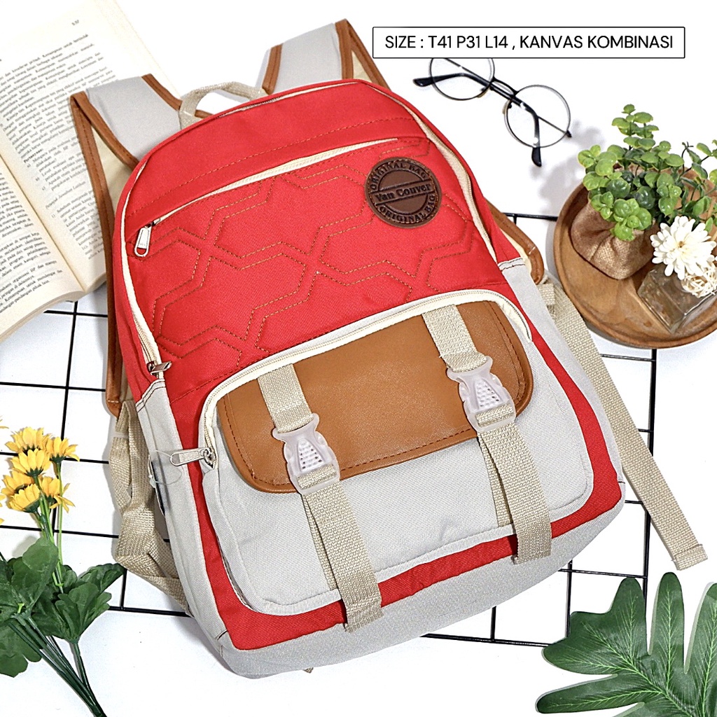 Tas Ransel Pria Bahan Kanvas Kapasitas Besar Multifungsi untuk Hiking / Travel / Outdoor / Sekolah