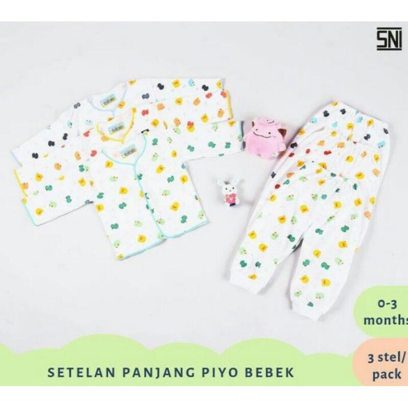 3 pcs setelan baju shankusen panjang - new born SNI