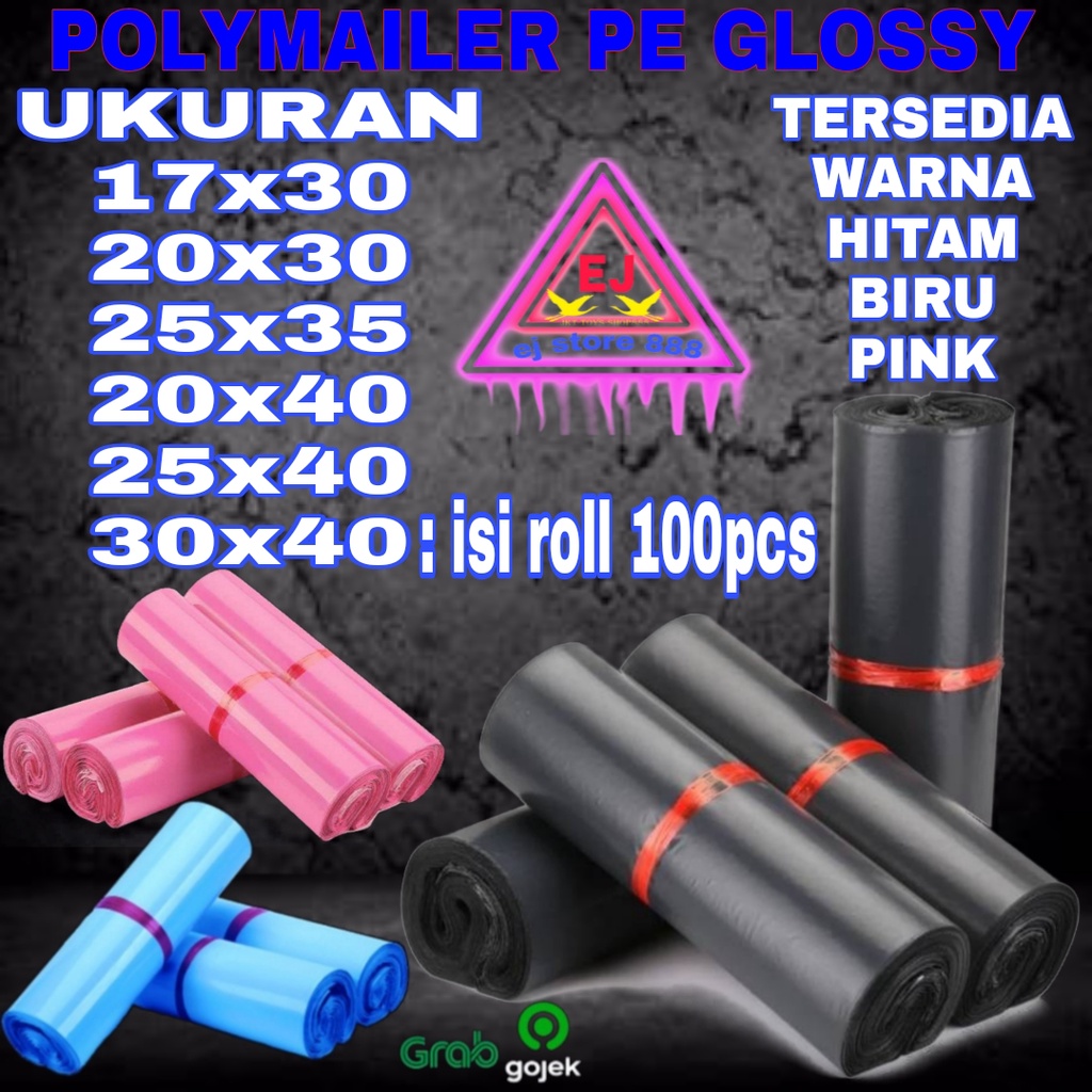 Polymailer / Plastik Packing Online Shop Amplop Bahan PE ORI Biru Pink Hitam / Ukuran 17x30 20x30 25x35 20x40 25x40 30x40 Cm