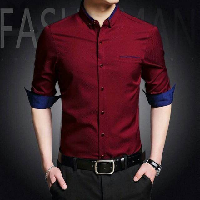 TOTOTAshop.Kemeja pria TOPMAN, UKURAN M-L-XL, Lengan panjang,Bahan Katun strech bisa melar