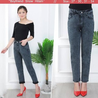  KODE 0624 CELANA  BF JEANS BOYFRIEND  SNOW BLACK ADA JUMBO  