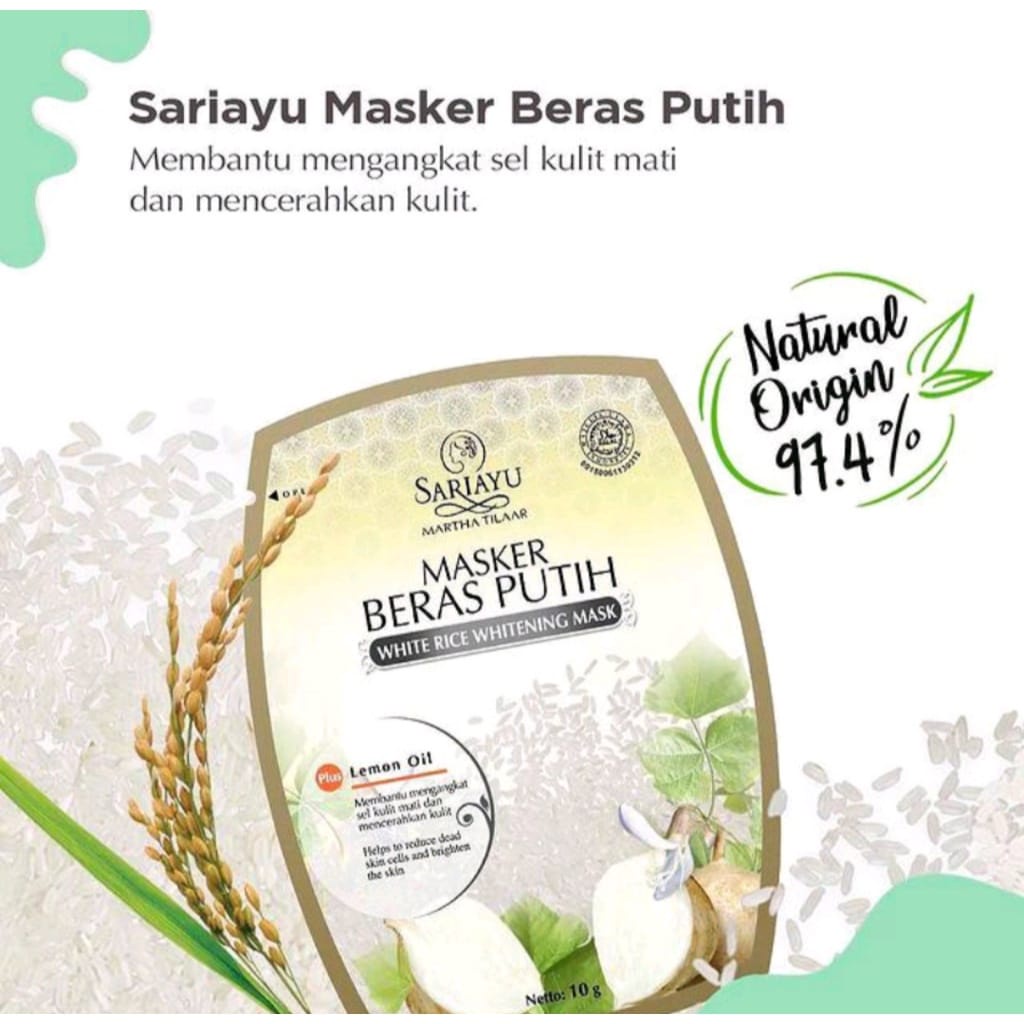 SARIAYU MASKER BERAS PUTIH 10GR FACE MASK SACHET SKINCARE WAJAH