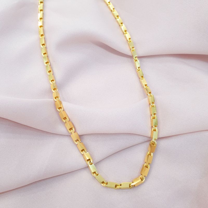 Kalung dewasa model balok padat 25 gram emas asli kadar 375