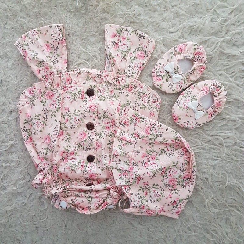 baju bayi Shabby flower jumper