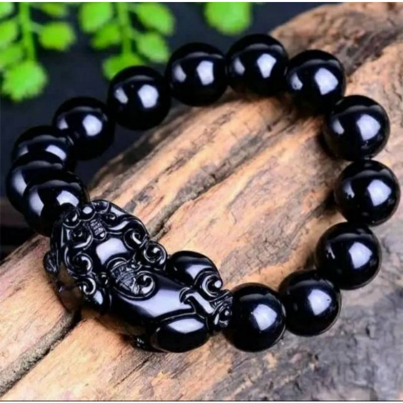 GELANG BLACK JADE KEBERUNTUNGAN PRIA BESAR 14 MM