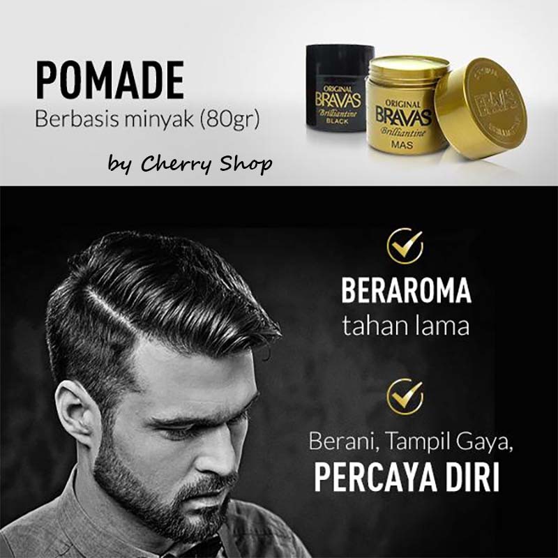 [BPOM] [HALAL] BRAVAS Pomade Brilliantine Minyak Rambut Line Blue Executive / Mas / Black 80G BRASOV