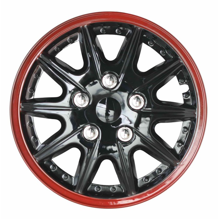 COVER VELG SPORT WHEEL DOP RODA LOWIN DESIGN 13 INCHI HITAM &amp; MERAH  - 1 SET 4PCS