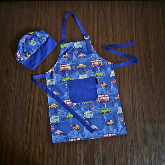 Celemek apron anak & topi koki motip / karakter