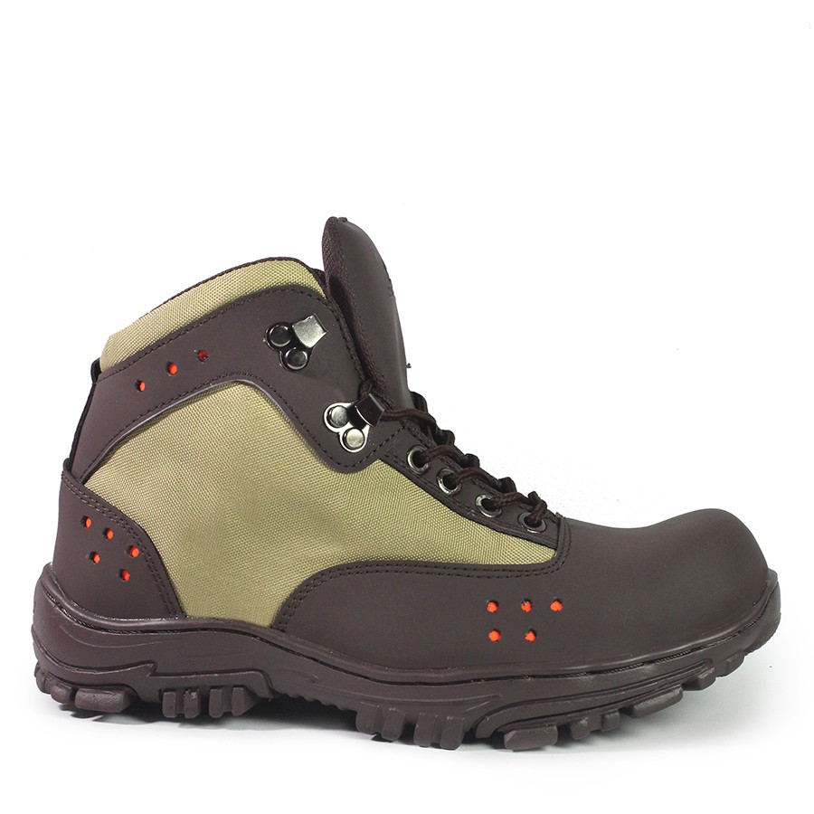 sepatu pria boots safety crocodile tanker coklat sepatu low boots gunung outdor