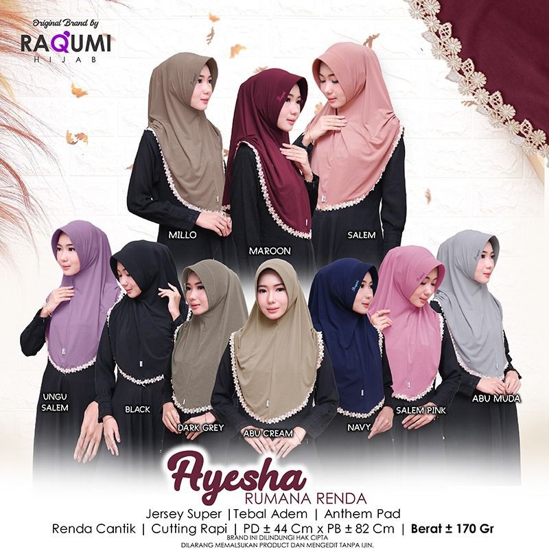 Ayesha Rumana Renda by Raqumi Hijab Original