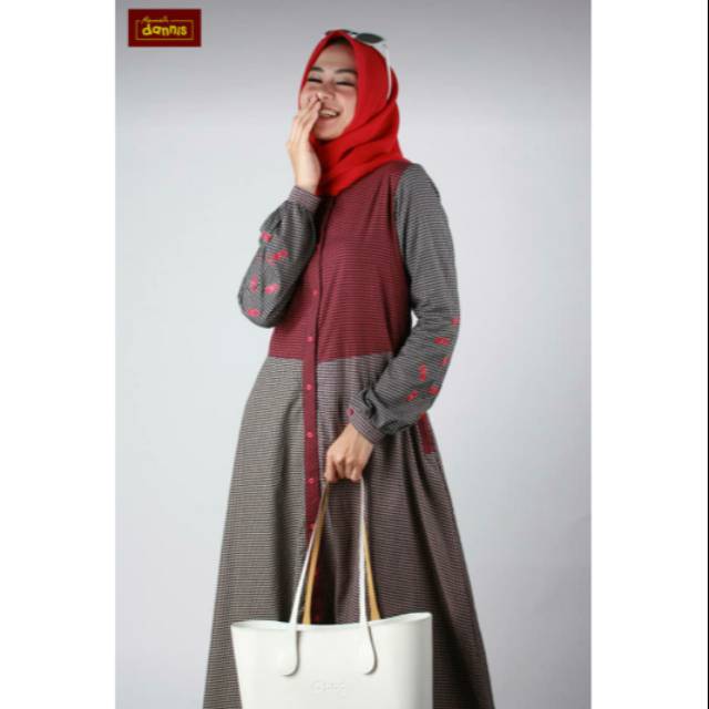 ABAYA DANNIS TERBARU MOTIF KOTAK
