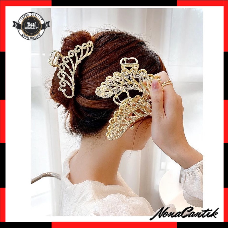 Jepit Rambut Korea Bahan Besi Lucu Unik Dewasa 10.5cm Motif Merak Besar Jedai Logam Jepitan Rambut Jumbo