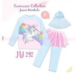 Baju Renang anak Motif Kuromi / Melody / Cinnamorol  S396 / Mocha X AS 1 dengan hijab