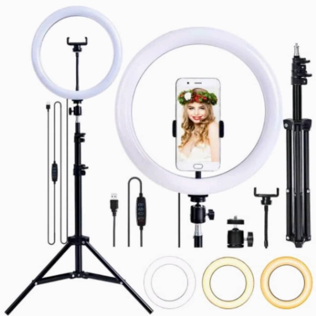 PROMO paket lengkap RING LIGHT SELFIE 26 CM PLUS TRIPOD 2 METER / 3 MODE LED GARANSI 1 TAHUN