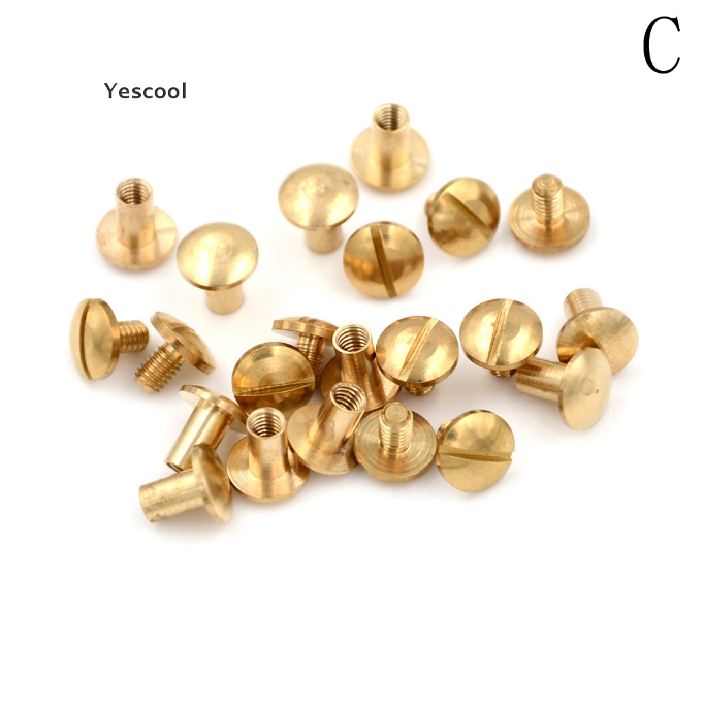 Yescool 10pcs Kancing Rivet Bahan Kuningan Polos Ukuran 6mm Untuk Ikat Pinggang Kulit