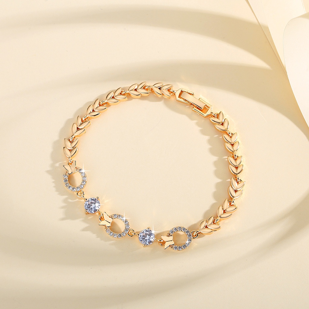 Y709 [COD✔] Gelang Wanita Titanium Lapis Emas 18k Model Gold Gelang Wanita Hadiah Liburan Terbaik