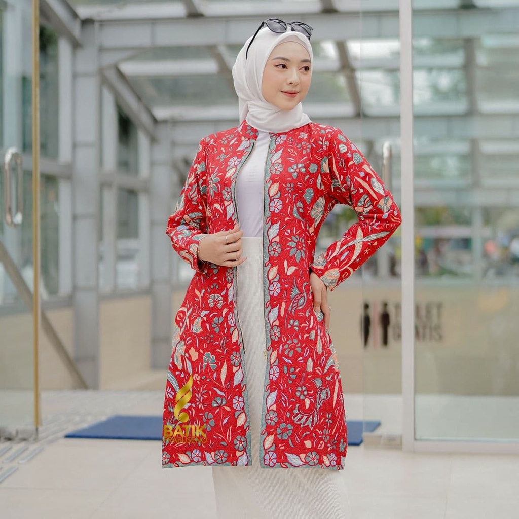 Tunik EVI Batik Prabuseno Baju Atasan Tunik Wanita Katun Lapis Trikot Modern Premium Batik Kerja Etn