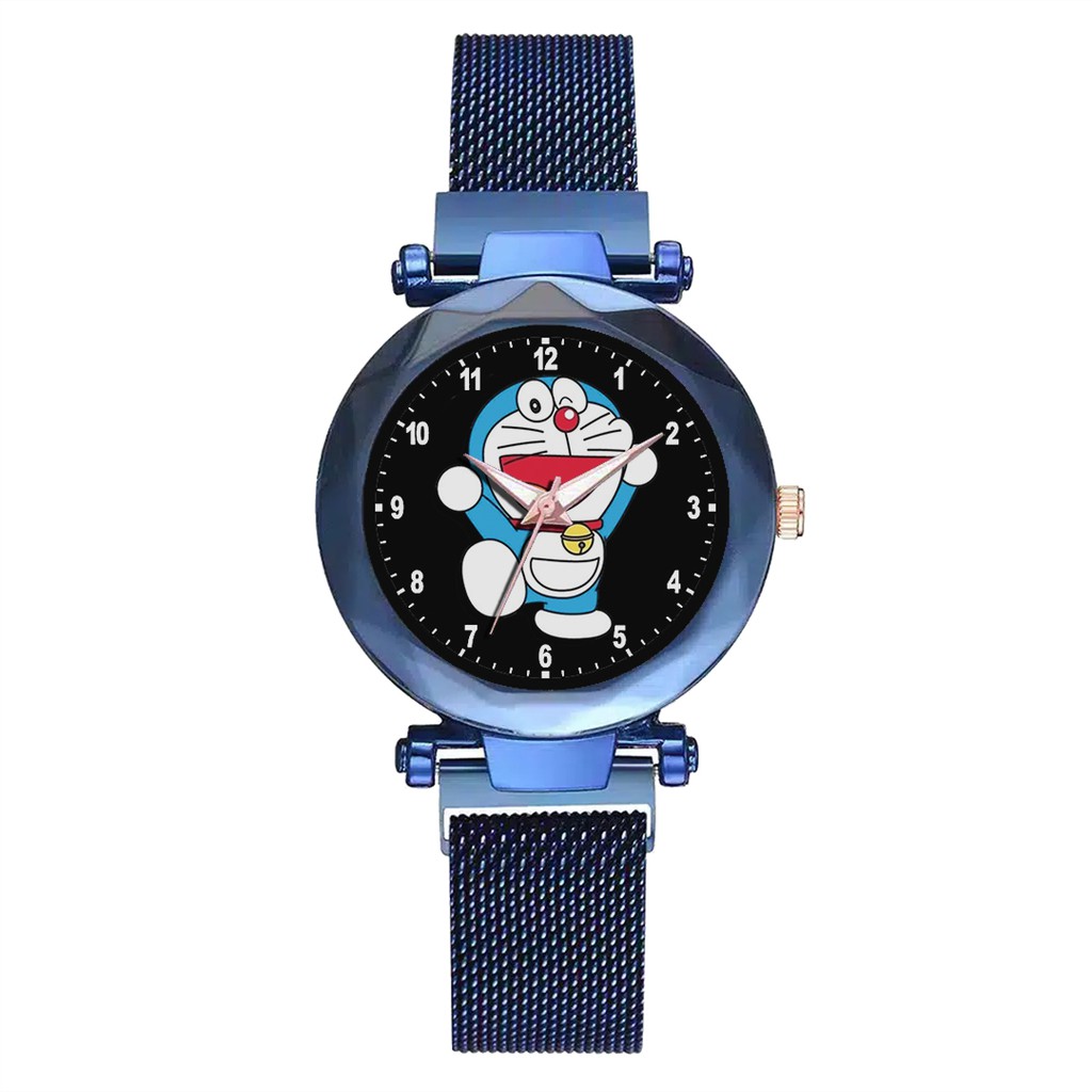 Jam Tangan Wanita Custom - DORAEMON MOTIF 3 Free Box &amp; Batre Cadangan