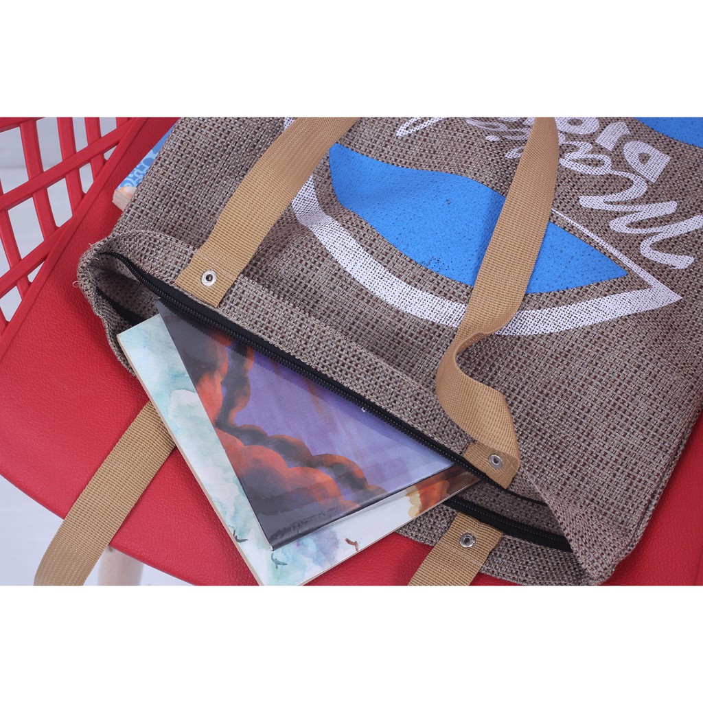 TOTE BAG WANITA TOTE BAG PRIA CANVAS MOTIF GOOD QUALITY WITH RESLETING KODE - 019