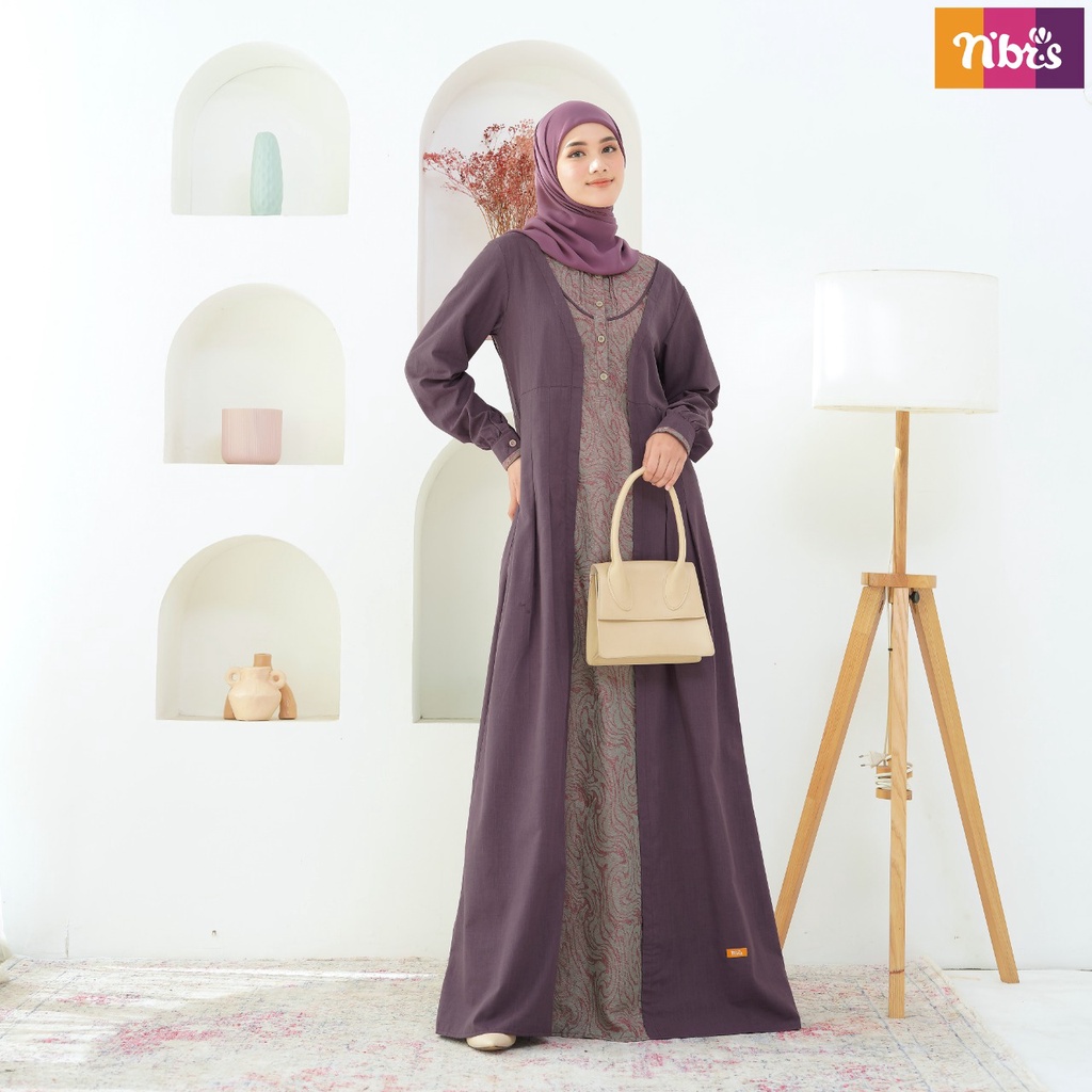 Nibras Gamis NB B103 Bahan Cassanova mix Jacquard Dress Fashion Muslimah Terbaru