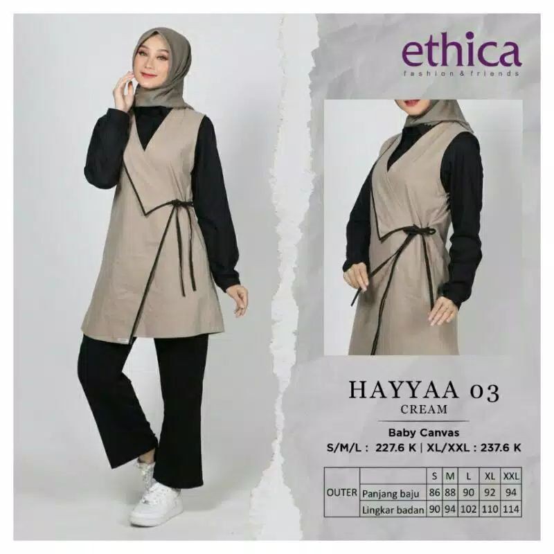 OUTER / TUNIK ETHICA HAYYAA 03 ( CREAM , MAROON , ARMY ) - ORIGINAL