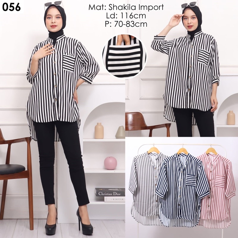 KEMEJA STRIPE SHAKILA HS56/REALPICT