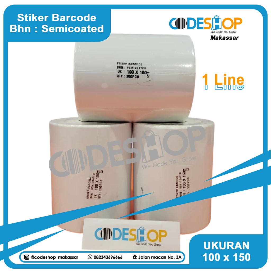 LABEL BARCODE 100 x 150 ( 1 LINE ) with Gap | CORE KECIL Label Sticker Semicoat memiliki Spesifikasi