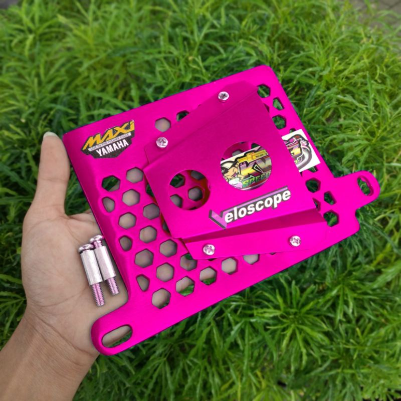 Tutup cover radiator maxi airscope nmax aerox lexi almunium cnc motif hexa hexagonal segi 6 airscope veloscope bonus baut boshing