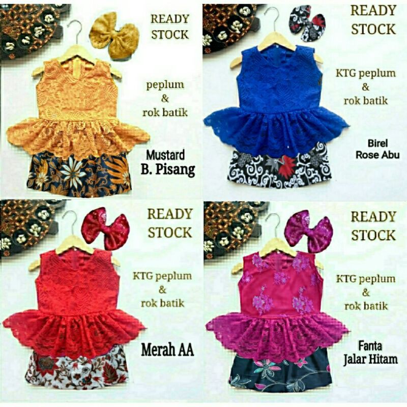 SET PEPLUM NADINE KEBAYA BATIK ANAK / BAJU KONDANGAN ANAK FREE BANDANA