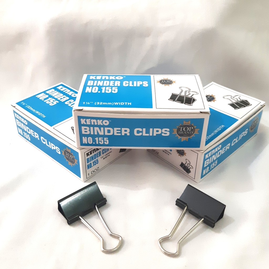 

(ISI 12)Penjepit Kertas Binder Clip/Clips No.155 Kenko Width/lebar:1,25" (32mm)