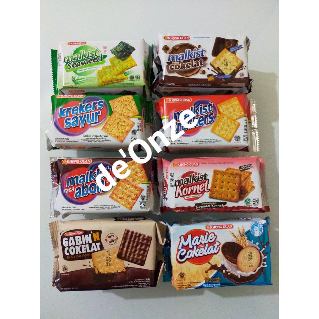 Khong Guan Malkist Crackers/Abon/Cokelat/Seaweed/Kornet/Krekers Sayur/Marie Cokelat/Gabin'n Cokelat