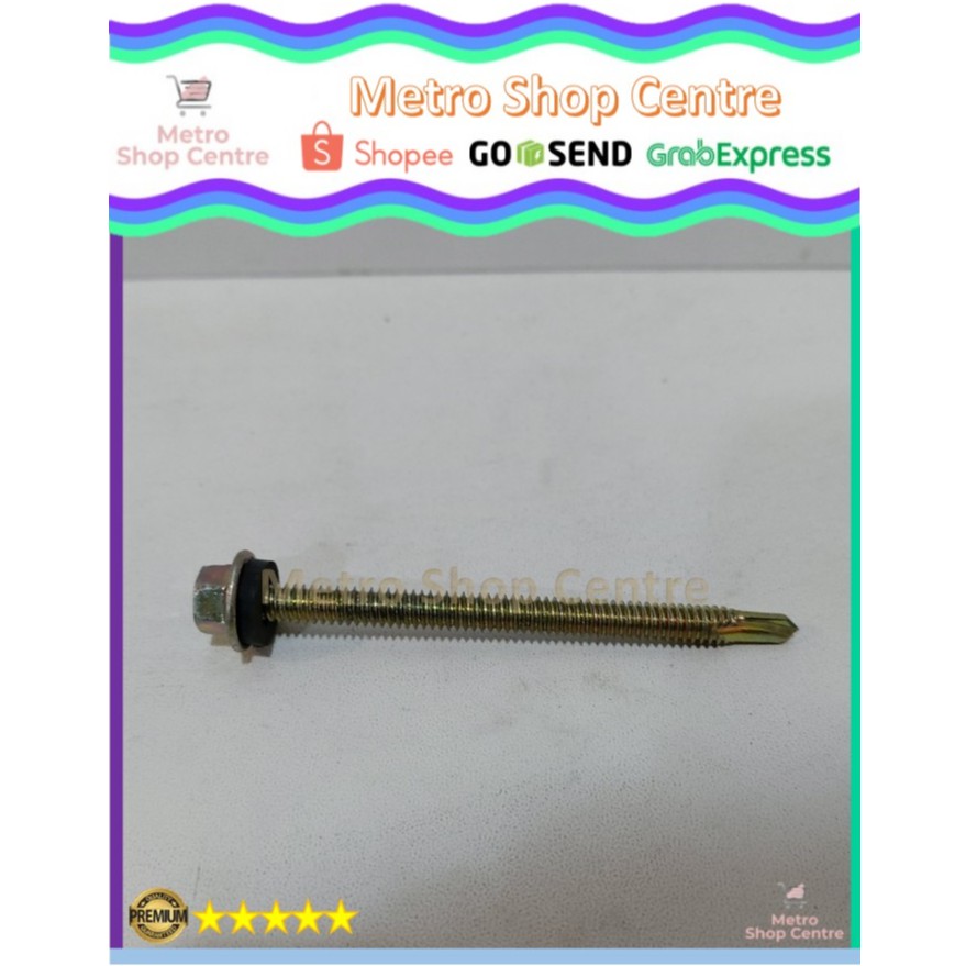 Sekrup / Skrup / Baut Roofing 12 x 70 mm Screw Ruping Baja Ringan + Karet