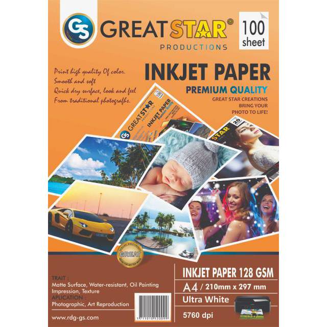 

Rad Inkjet Paper 128 Gsm Great Star/100 Lembar