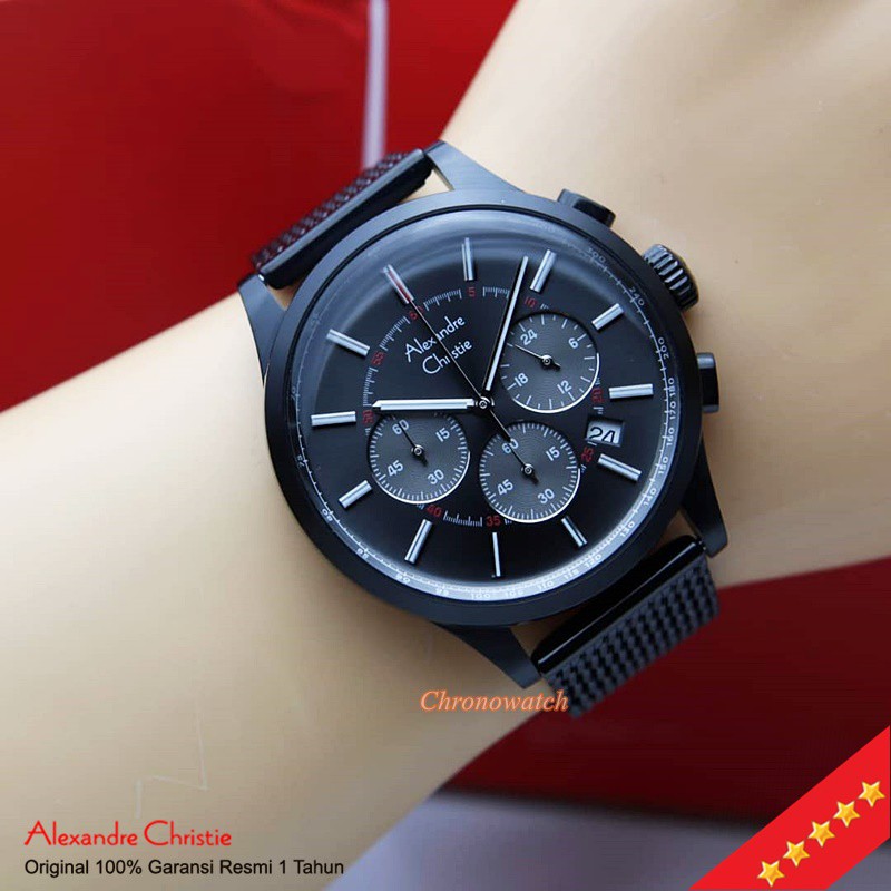 Jam Tangan Pria Alexandre Christie AC 6574 Black Original Stainless / Alexander 6574 Sport