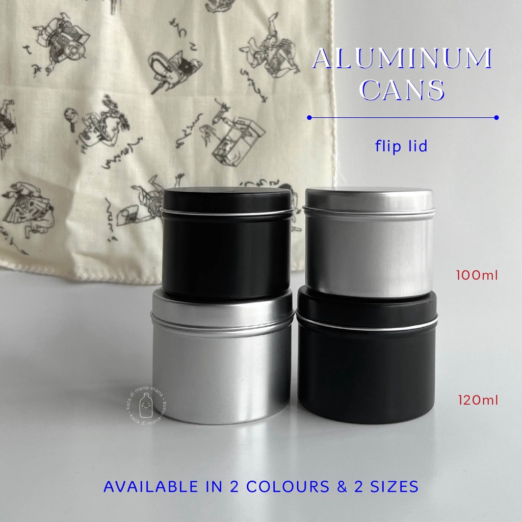 Kaleng Pomade Aluminium Tin Can Pot Pomade SILVER & BLACK FLIP CAP