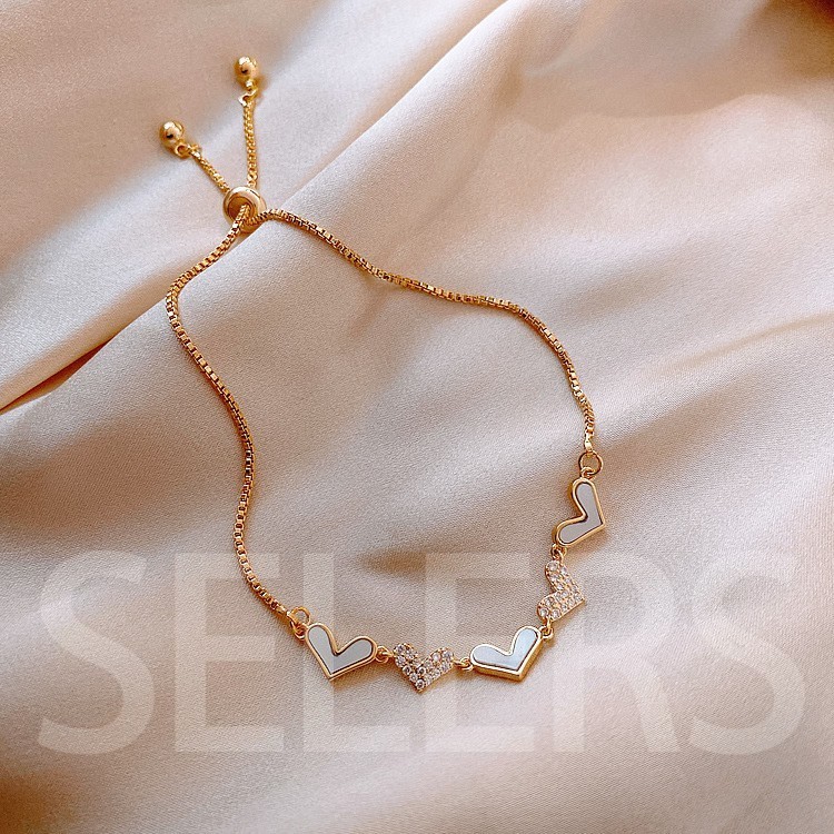 Gelang Wanita Manis Perhiasan Liontin Bracelet Gadis Hadiah Ulang Tahun Unik Emas Bangle/ Pacar