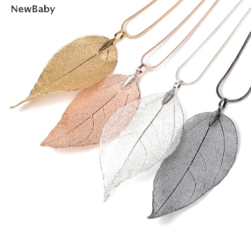 NewBaby Unique Women Fashion Jewelry Simple Leaf Sweater Pendant Long Chain Necklace ID