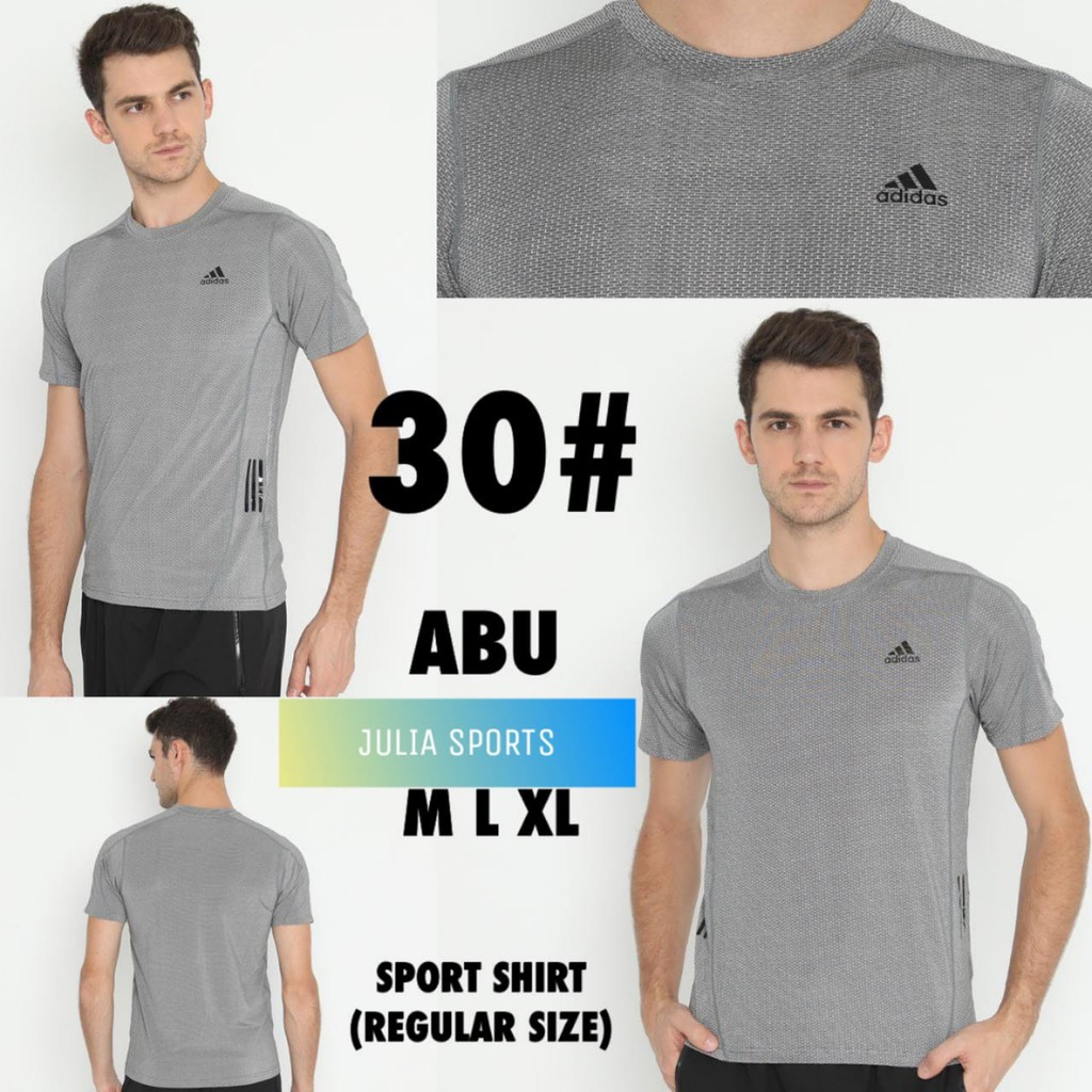 Baju olahraga pria/ baju fitnes/ baju running/ bahan premium abu ADIDAS 30# / KAOS OLAHRAGA