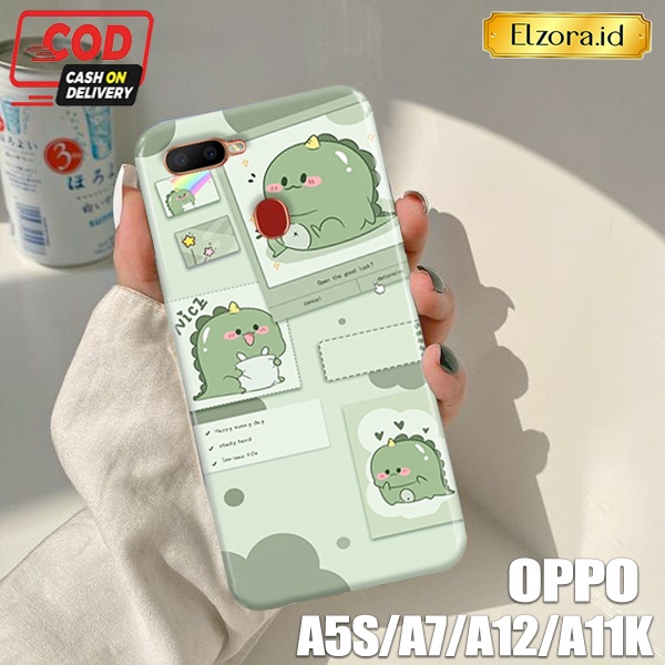 Case Handphone OPPO A5S/A12/A7/A11K Fashion Case Kartun Dino Case Lucu Hardcase Softcase Case Kemasa