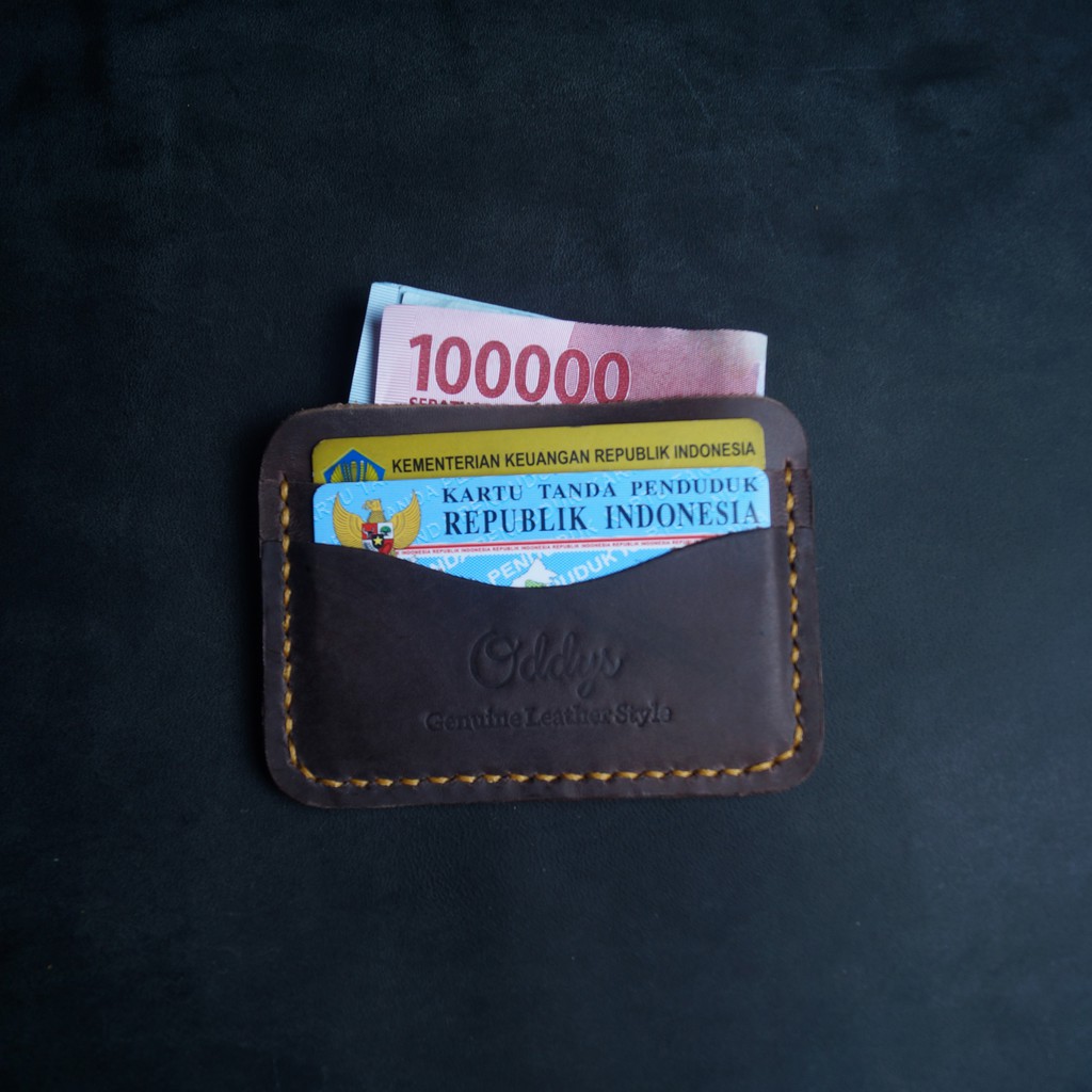 CANYON Crazy Horse Leather Card Holder in Dark Brown - Dompet Kartu Kulit Asli