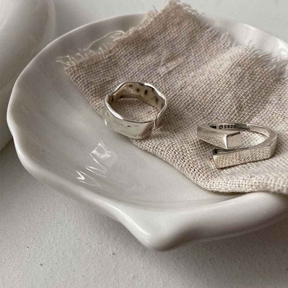 Cincin Jari Telunjuk Model Terbuka Dapat Disesuaikan Bentuk Persegi Geometris Gaya Korea Untuk Wanita