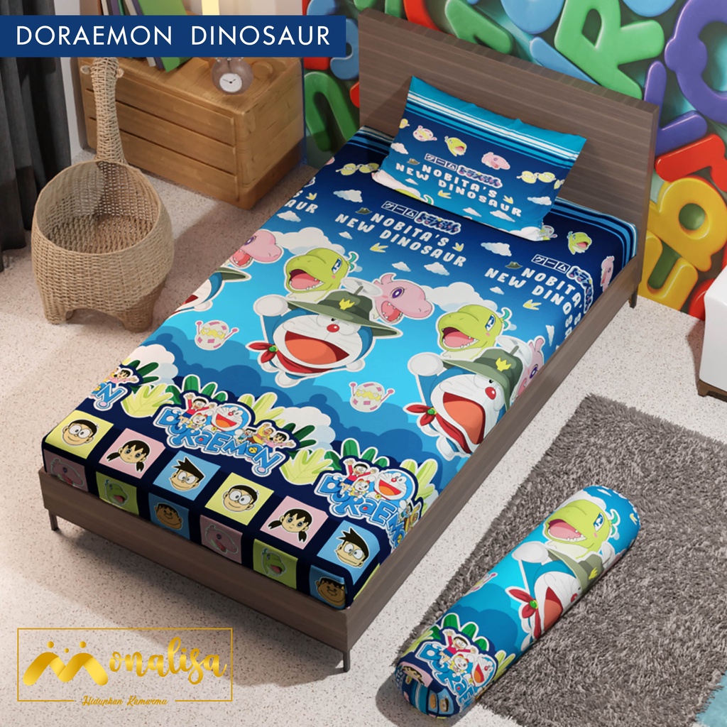 Monalisa Premium Sprei Uk 90/100/120 - Doraemon Dino