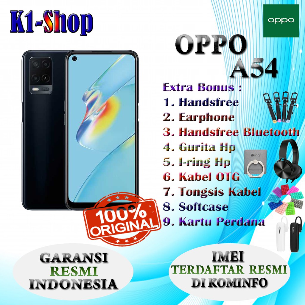 HP BARU OPPO A54 A 54 RAM 4/64GB , 4/128GB , & 6/128GB GARANSI RESMI OPPO INDONEIA-4/64 Crystal Black