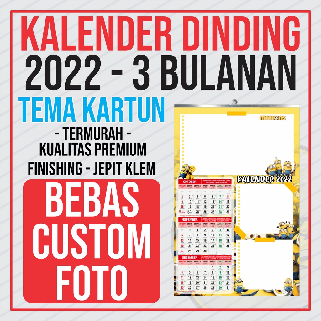 

KALENDER 2022 - DINDING 3 BULANAN - MURAH BISA CUSTOM FOTO BEBAS