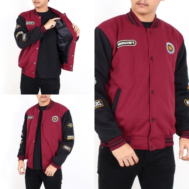 VARSITY JACKET VINTAGE BASEBALL ORIGINAL WANGKERS EMBLEM FULL BORDIR - JAKET VARSITY BASEBALL WANITA PRIA UNISEX