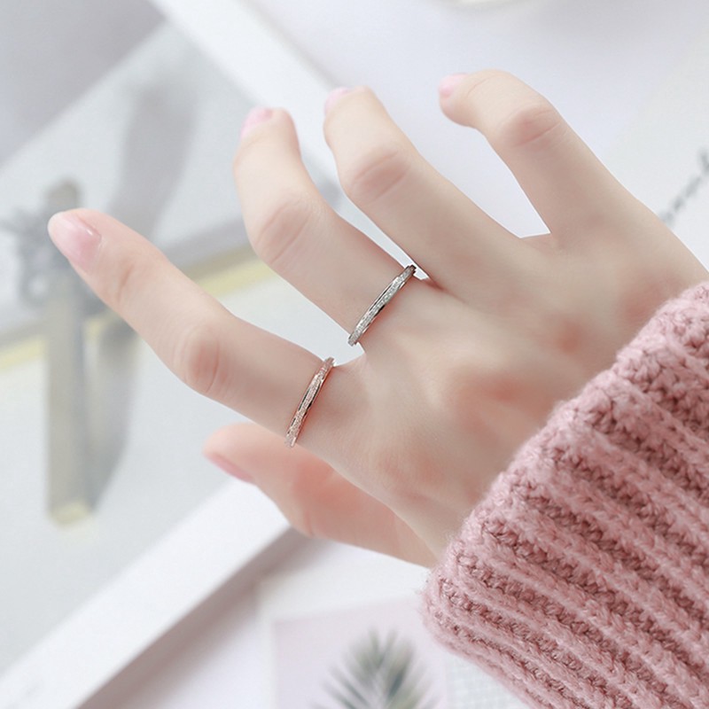 Cincin Titanium Emas 18k Klasik Buram Anti Karat untuk Pasangan /Wanita /Pria Korea Fashion Aksesoris