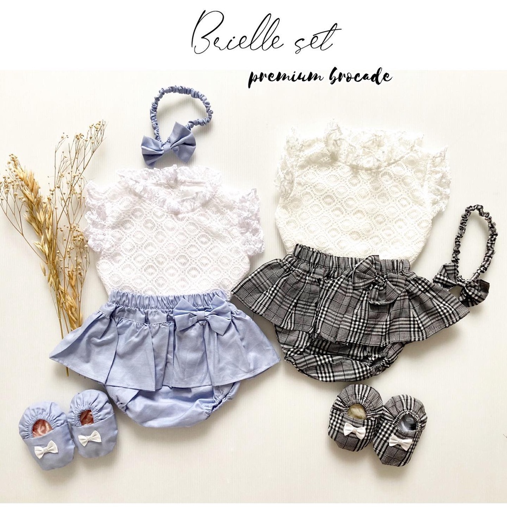 CASSANDRA /AIKO / BRIELLE JUMPER Baju Setelan Dress Rok Bunga Bandana Sepatu Pergi Lucu Fashion Anak Bayi Perempuan Cewek Terlaris Murah-Brielle blue