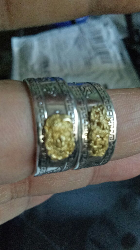Cincin Model Terbuka Desain Amulet Feng Shui Keberuntungan Gaya Budha Adjustable Untuk Priawanita